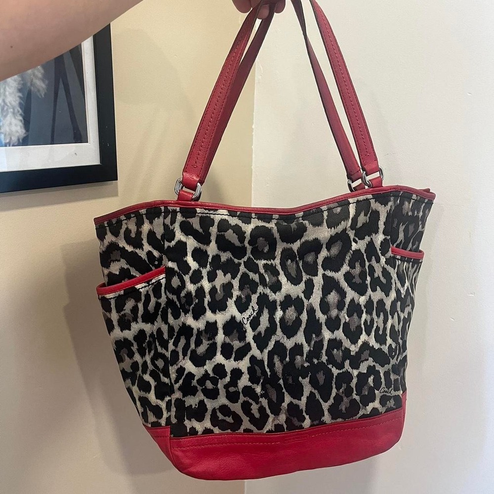 y2k 2000s Coach Ocelot Print Tote shoulder bag / handbag
